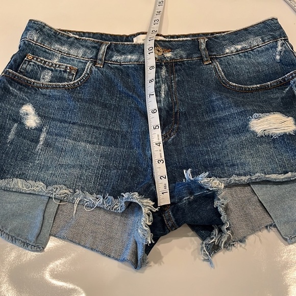 Mango Denim Cutoff Shorts High Rise Size 6 - Picture 6 of 16